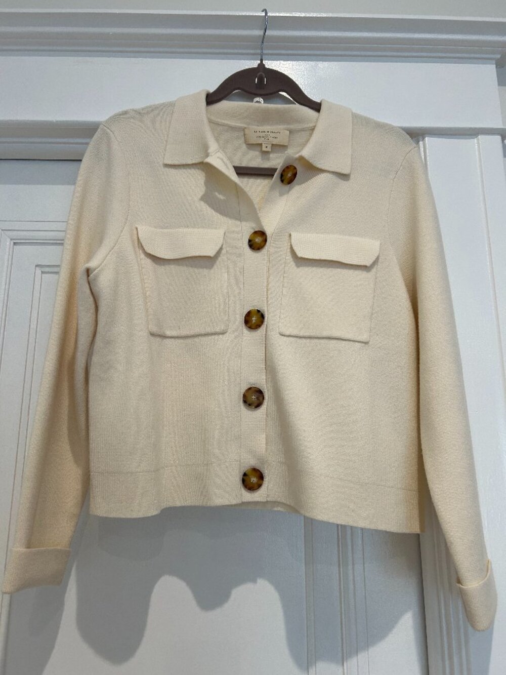 Sezane White Betty Cardigan